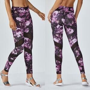 FABLETICS Purple Floral Gaviota Leggings Activewear Athletic Yoga Running Gym